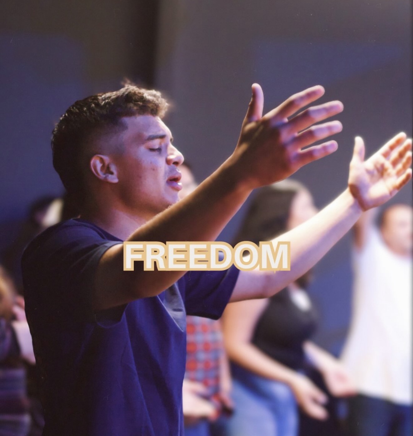 Worshipper with hands raised